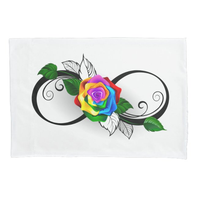 Infinity Symbol with Rainbow Rose Pillow Case (Front)