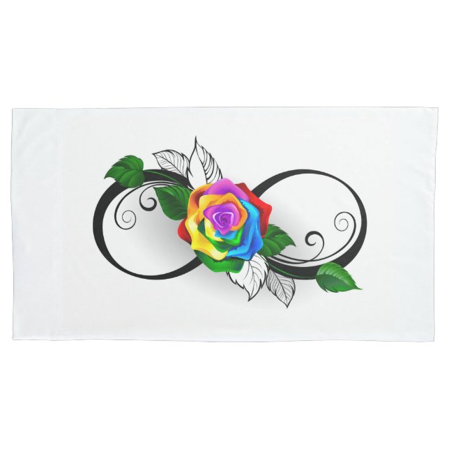 Infinity Symbol with Rainbow Rose Pillow Case (Front)