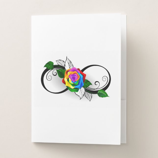 Infinity Symbol with Rainbow Rose Pocket Folder (Front)