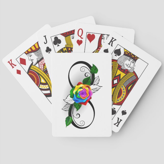 Infinity Symbol with Rainbow Rose Poker Cards (Back)