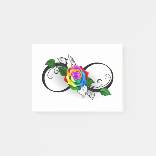 Infinity Symbol with Rainbow Rose Post-it Notes (Front)
