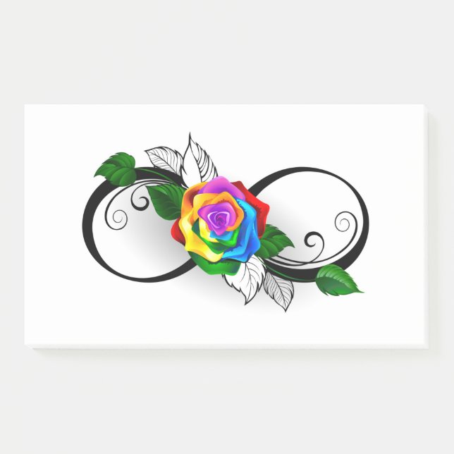 Infinity Symbol with Rainbow Rose Post-it Notes (Front)