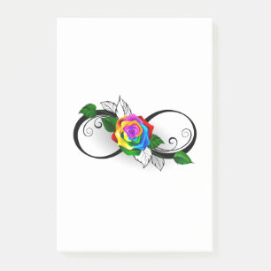 Infinity Symbol with Rainbow Rose Post-it Notes