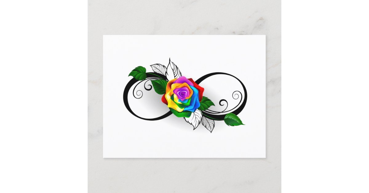 Infinite Sign With Roses Infinity Symbol with Rainbow Rose Postcard | Zazzle