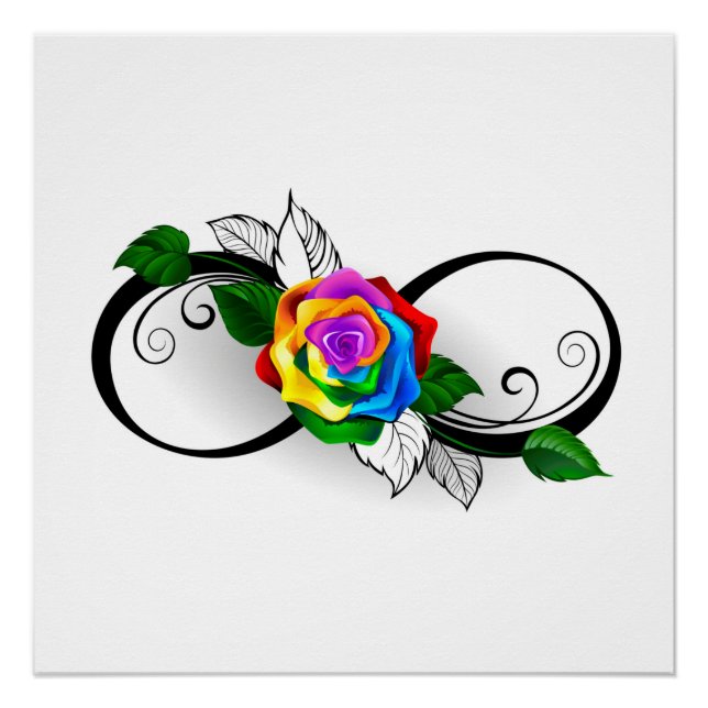 Infinity Symbol with Rainbow Rose Poster (Front)
