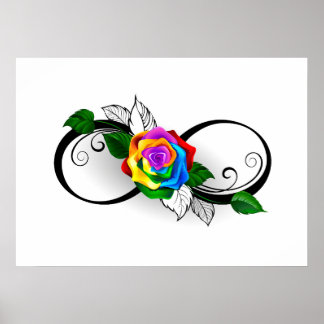 Infinity Symbol with Rainbow Rose Poster