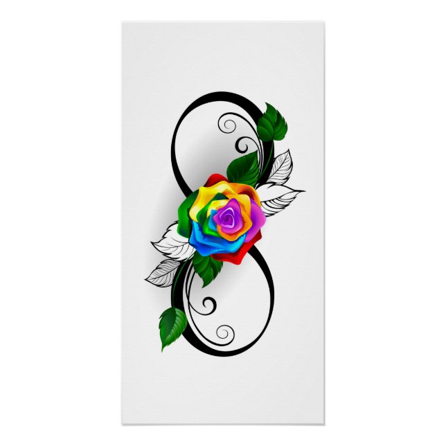 Infinity Symbol with Rainbow Rose Poster (Front)
