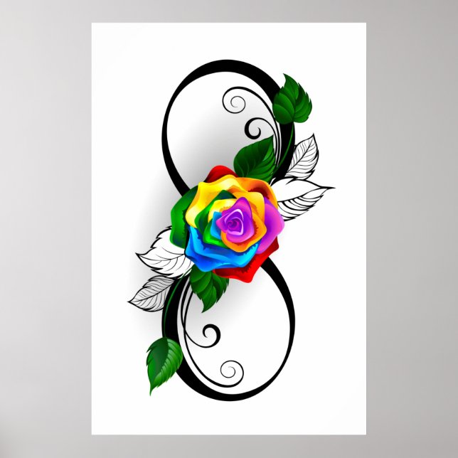 Infinity Symbol with Rainbow Rose Poster (Front)
