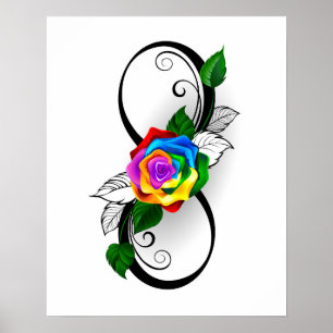Infinity Symbol with Rainbow Rose Poster