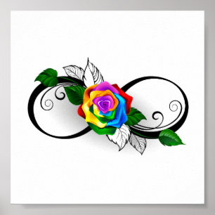 Infinity Symbol with Rainbow Rose Poster