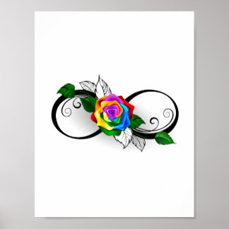 Infinity Symbol with Rainbow Rose Poster