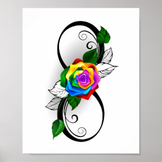 Infinity Symbol with Rainbow Rose Poster