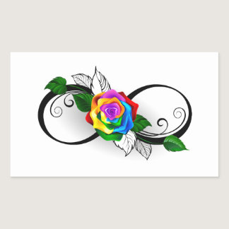 Infinity Symbol with Rainbow Rose Rectangular Sticker