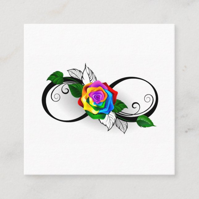 Infinity Symbol with Rainbow Rose Referral Card (Front)