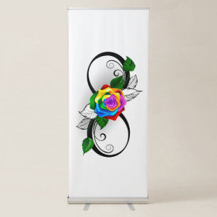 Infinity Symbol with Rainbow Rose Retractable Banner