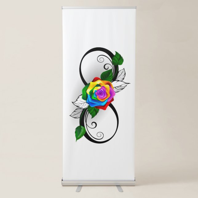 Infinity Symbol with Rainbow Rose Retractable Banner (Front)