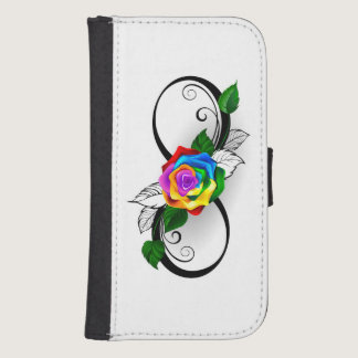 Infinity Symbol with Rainbow Rose Galaxy S4 Wallet Case