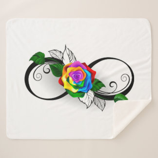 Infinity Symbol with Rainbow Rose Sherpa Blanket