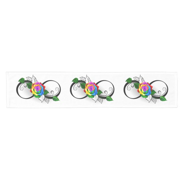 Infinity Symbol with Rainbow Rose Short Table Runner (Horizontal)
