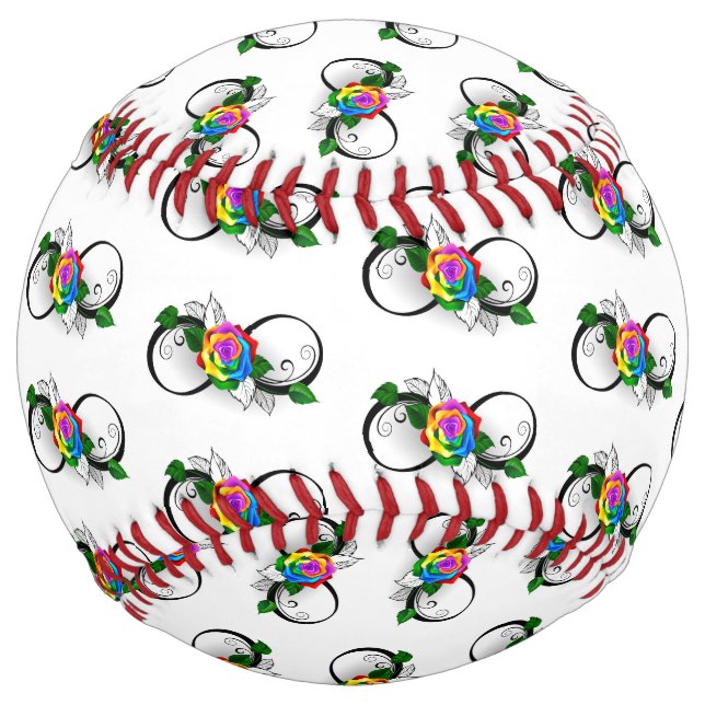 Infinity Symbol with Rainbow Rose Softball (Front)