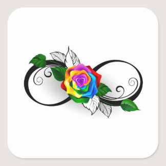 Infinity Symbol with Rainbow Rose Square Sticker