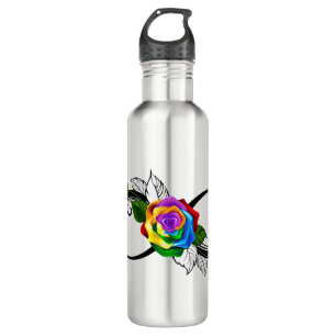 Infinity Symbol with Rainbow Rose Stainless Steel Water Bottle