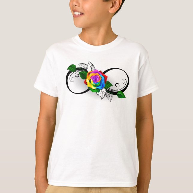 Infinity Symbol with Rainbow Rose T-Shirt (Front)