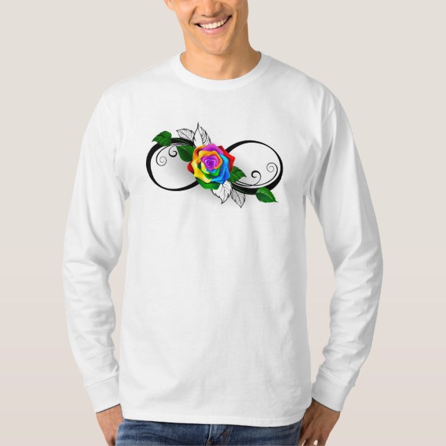 Infinity Symbol with Rainbow Rose T-Shirt (Front)