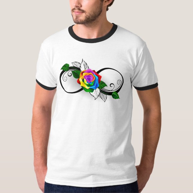 Infinity Symbol with Rainbow Rose T-Shirt (Front)