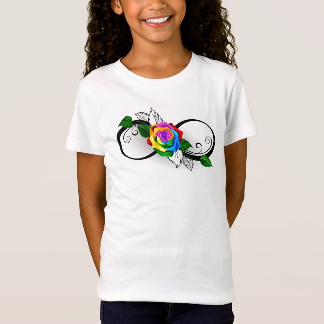 Infinity Symbol with Rainbow Rose T-Shirt (Front)