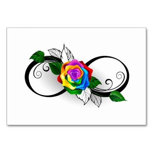 Infinity Symbol with Rainbow Rose Table Number