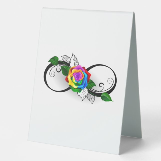 Infinity Symbol with Rainbow Rose Table Tent (Front)