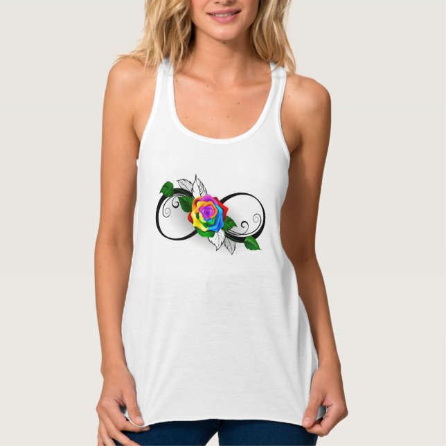 Infinity Symbol with Rainbow Rose Tank Top (Front)