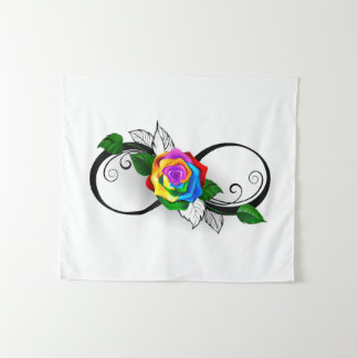 Infinity Symbol with Rainbow Rose Tapestry