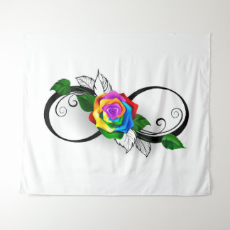 Infinity Symbol with Rainbow Rose Tapestry
