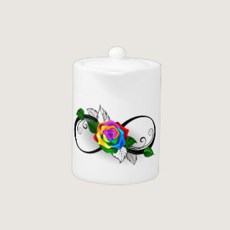 Infinity Symbol with Rainbow Rose Teapot