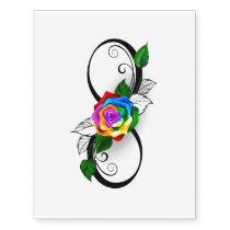 Infinity Symbol with Rainbow Rose Temporary Tattoos