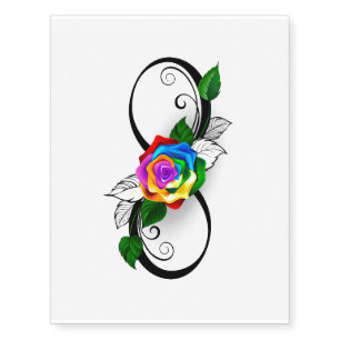 Infinity Symbol with Rainbow Rose Temporary Tattoos