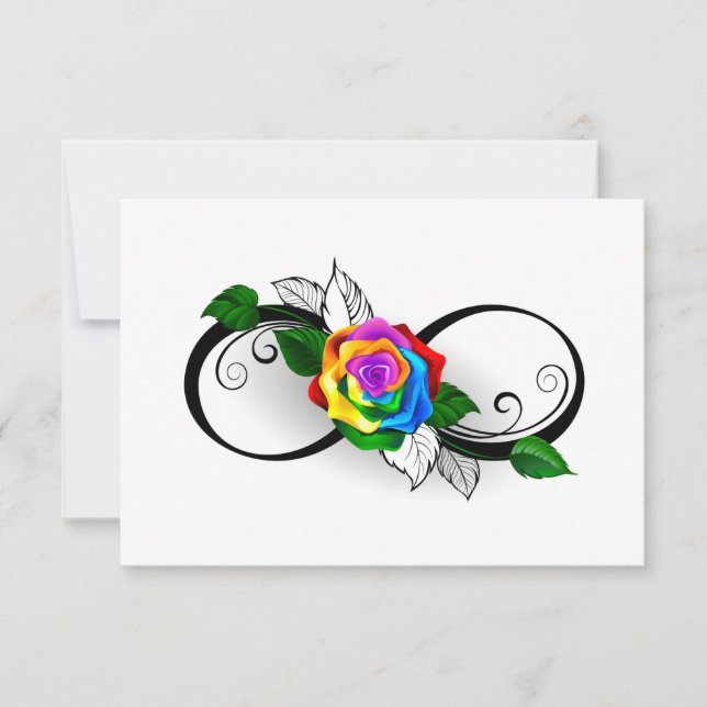 Infinity Symbol with Rainbow Rose Thank You Card (Front)