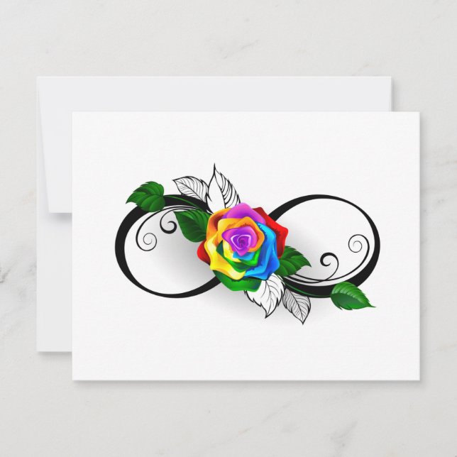 Infinity Symbol with Rainbow Rose Thank You Card (Front)