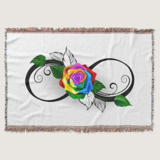 Infinity Symbol with Rainbow Rose Throw Blanket