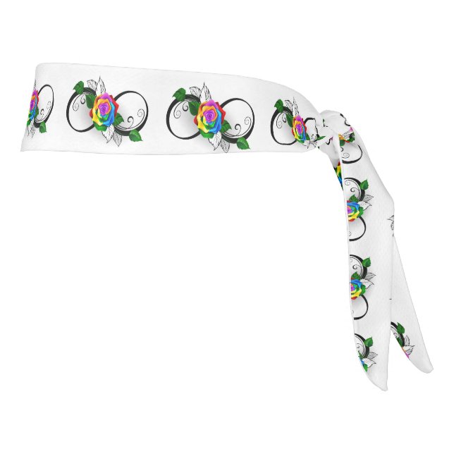 Infinity Symbol with Rainbow Rose Tie Headband (Rotate 90)