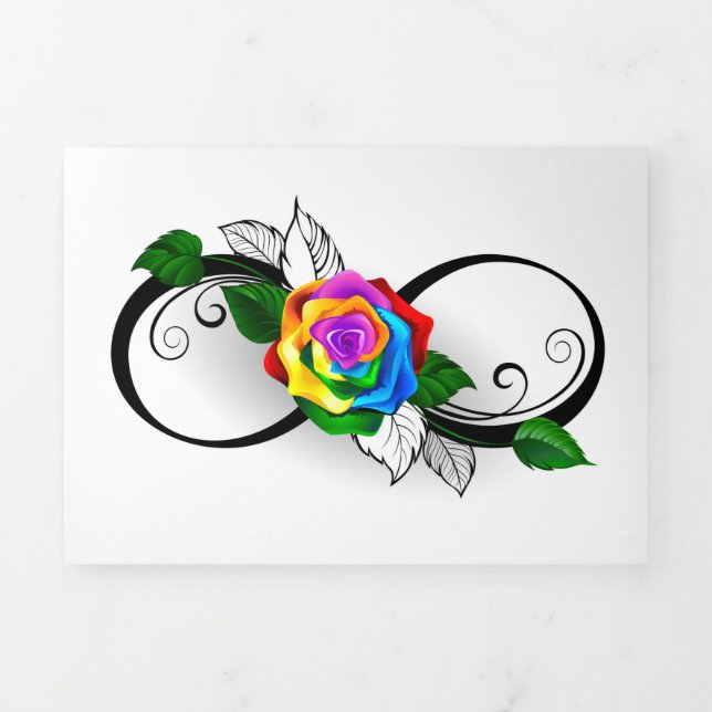 Infinity Symbol with Rainbow Rose Tri-Fold Announcement (Cover)