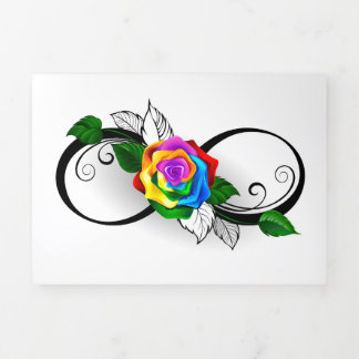 Infinity Symbol with Rainbow Rose Tri-Fold Card