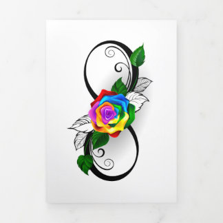 Infinity Symbol with Rainbow Rose Tri-Fold Card