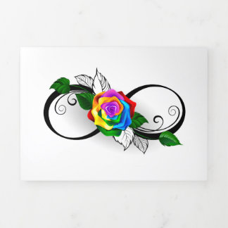 Infinity Symbol with Rainbow Rose Tri-Fold Holiday Card