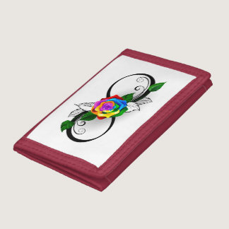 Infinity Symbol with Rainbow Rose Trifold Wallet