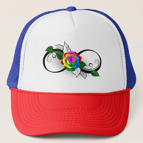 Infinity Symbol with Rainbow Rose Trucker Hat