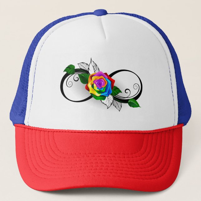 Infinity Symbol with Rainbow Rose Trucker Hat (Front)