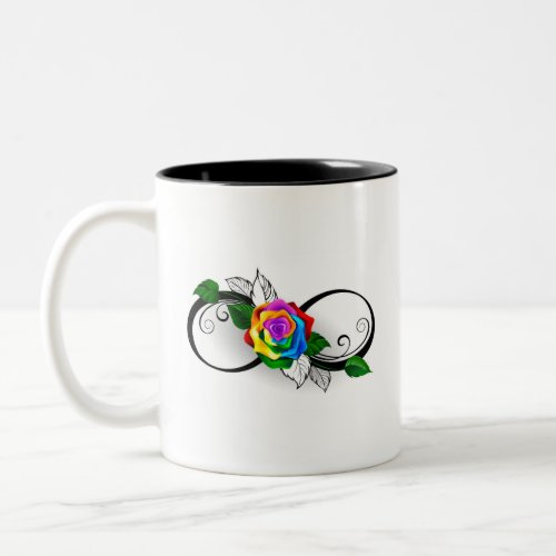 Infinity Symbol with Rainbow Rose Two_Tone Coffee Mug